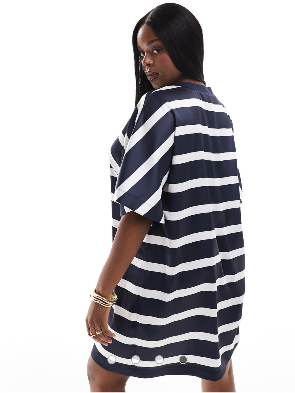 ASOS Design Navy and White Trim Curve Label Detail